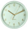 Hama analoge Wanduhr inkl. Batterie (geräuscharme Uhr ohne Ticken, batteriebetriebene Tischuhr mit Standfuß und schleichendem Sekundenzeiger, zum Hängen und Stellen, 16 cm rund) Mint, Gold