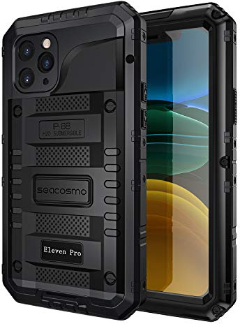 seacosmo Cover per iPhone 11 Pro, [Waterproof] Custodia Impermeabile Corpo Completo con Protezione Incorporata Dello Schermo per iPhone 11 Pro, Nero