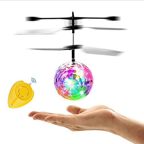 Amasawa Fliegender Ball Kinder Spielzeug, RC Fliegender Ball, mit Fernbedienung,Leuchtenden Bunten LED Lichtern und induktiver Steuerung für Mädchen Erwachsene Jungenspielzeug