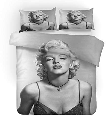 NICHIYO Marilyn Monroe Bettwäsche Set - Bettbezug und Kissenbezug,Mikrofaser,3D Digital Print dreiteiliger Bettwäsche(Bettbezug + Kissenbezüge) (3,Super King 220 * 260cm)