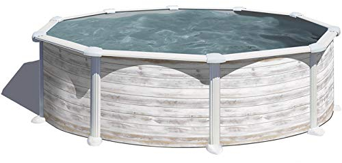 Piscina Gre KITPR358N Groenlandia. - Piscina fuori terra in acciaio, rotonda con aspetto nordico. Piscina scomponibile per Giardino. 350 x 132 cm