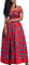 OLIPHEE Robe Femme Imprimer lâche Grande Taille Afrique sans Manches Une épaule De Multiples Façons De Porter(XL, Plume Bleue sur Fond Rouge)