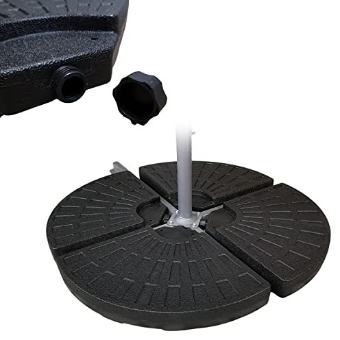 Samuel ALEXANDER 4 Pack 52/70Kg Decorative Round Water/Sand Filled Black Hanging/Banana/Cantilever Garden Patio Decking Parasol Base Weight