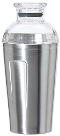 OGGI Groove Insulated Cocktail Shaker-16oz Double Wall Vacuum Insulated Stainless Steel Shaker, Tritan Lid has Built In Strainer, Ideal Cocktail Mixer, Martini Shaker, Margarita Shaker, Stainless