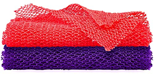 2 Stück Afrikanischer Netz Schwamm Peeling Netz Afrikanisches Körper Wäscher Bad Lappen Waschlappen Dusche Körper Rücken Wäscher Haut Glatter für Heim Gebrauch (Lila, Rosa)