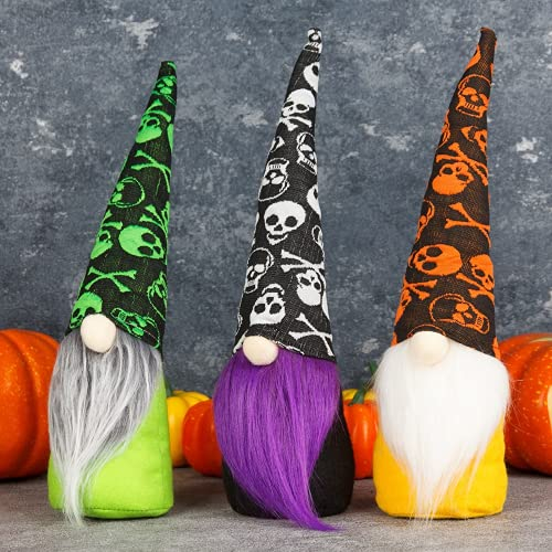 3 Halloween-Zwerge, Dekoration, Skelett, Plüsch, gesichtslose Puppe, Tomte Boo Trick Treat schwedische Nisse skandinavische Tischdekoration, Hexe, Party, Geschenk, Requisite, Zubehör
