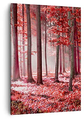 Quadro su Tela Verticale Foresta rosso alberi Stampe da Parete 50x70cm Quadri Moderni Soggiorno Camera da Letto Cucina 1 pezzo Piccoli Decorazione Murale Wall Art Canvas Grafica Immagini PA50x70-4944