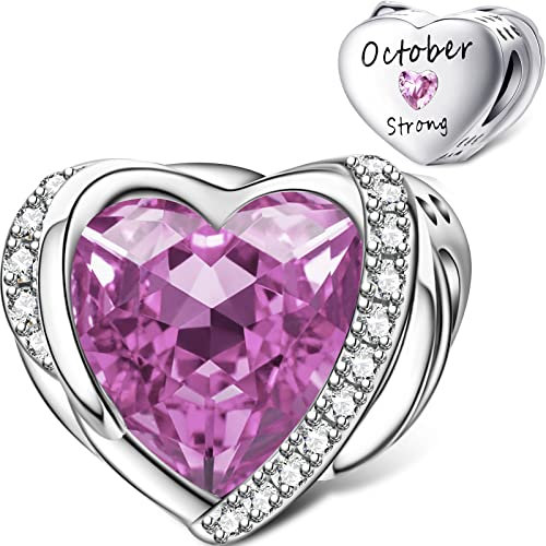 NINGAN Breloque Magnolia Bloom, Cerise Pâle Émail et Rose CZ Argent sterling 925 Compatible avec les breloques les autres bracelets à breloques européens (Oct.)