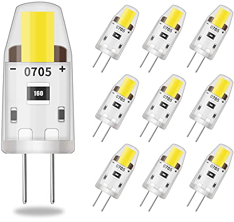 ELINKUME G4 LED Lampen,2W G4 LED Dimmbar Birnen,Ersatz für 20W Halogenlampen,DC 12V Glühlampen 95LM Kaltweiss,Energiespar Leuchtmittel Heimbeleuchtung,G4 Stiftsockellampe,10er Pack