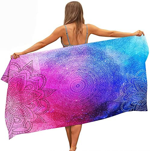 Badetuch Groß 100x200 cm, Mikrofaser Schnelltrocknend Strandtuch 3D Bunte Mandala-Blume Strandhandtuch Sauna Badehandtuch Yoga Handtuch Strandtücher Strandlaken Duschtuch Duschhandtuch