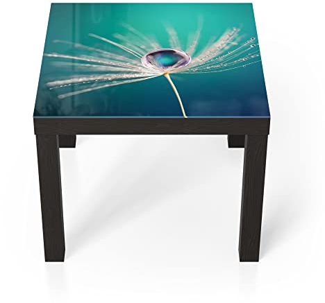 DEQORI Glastisch | schwarz klein 55x55 cm | Motiv Inszenierte Wasserperle | ausgefallener Beistelltisch aus Glas | Hochglanz Couchtisch fürs Wohnzimmer | moderner Couch Tisch mit Design