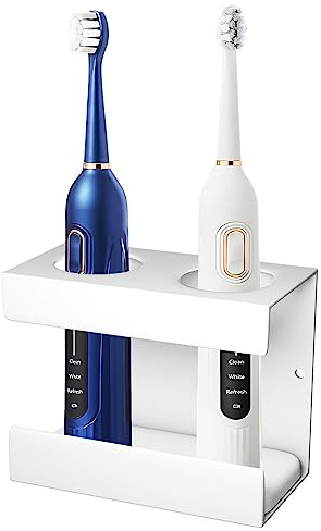 LeapBeast Zahnbürstenhalter,Zahnbürstenhalter Elektrische Zahnbürste Aluminiumlegierung, Zahnbürstenhalter Ohne Bohren für Elektrische Zahnbürsten,Blende 35mm, (Weiss 2 Loch)