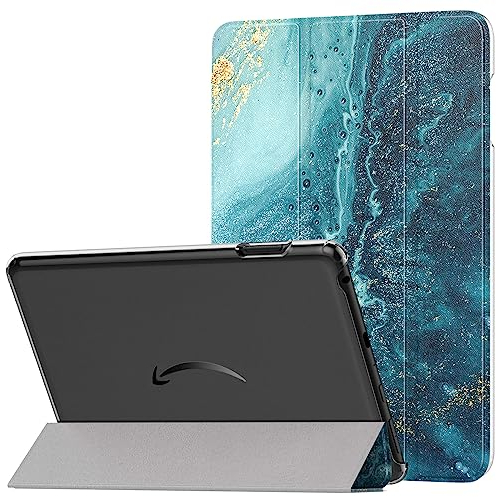 MoKo Funda Compatible con All-New Amazon Fire HD 8 & 8 Plus (12/10th Gen, 2024/2022/2020), Carcasa Trasera Delgada de PC Plegable Cubierta con Auto Activación/Reposo, Dorado