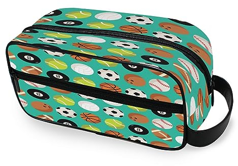 Tragbare Kulturtasche American Football Fußball Reise Waschtasche Multifunktions Kosmetiktasche Make-up-Tasche Aufbewahrungstasche für Frauen Männer Jungen Mädchen, multi
