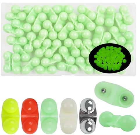 OROOTL Angelrassel Glocken Kit, 45 Stück Angelattraktor Glocken Perlen Inline Doppel Wels Rasseln Kunststoff Köder Rasseln für Striper Bass Pompano Angeln Köder Werkzeug Zubehör