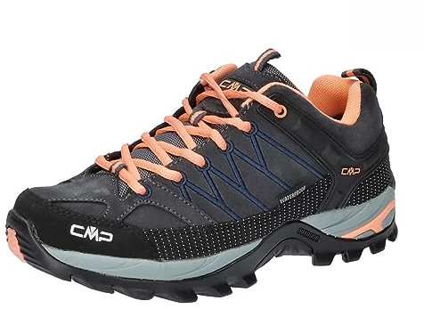 CMP Rigel Low WMN Trekking Shoes WP Femme Chaussures de randonnée, Gris Rose Saumon Antracite Sunrise, 36 EU