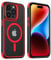 MobNano Magnetic Case For iPhone 14 Pro, [Support MagSafe Wireless Charging] Silicone Shockproof Bumper hard Transparent Outdoor Football Phone 14 Pro Cover - Black/Red