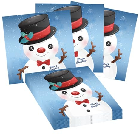 POPOYU 40 Stück Servietten Weihnachten Tischdeko Rote,Weihnachtsservietten Papier Groß 33x33 Christmas Napkins Weihnachten Papierservietten für Weihnachten Christmas Indoor Party Tischdeko