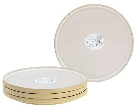 CreaTable, 21658, Serie Futuro, 4-teiliges Geschirrset, Dessertteller Set aus Steinzeug, spülmaschinen- und mikrowellengeeignet, Made in Portugal