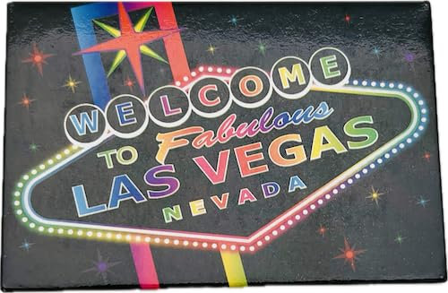 Welcome to Fabulous Las Vegas Magnet Black & Rainbow