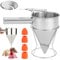 Distributeur de pâte à crêpes - 1200 ml - En acier inoxydable - Avec couvercle et 4 buses de rechange - Entonnoir avec support - Entonnoir à piston - Ustensile de cuisine