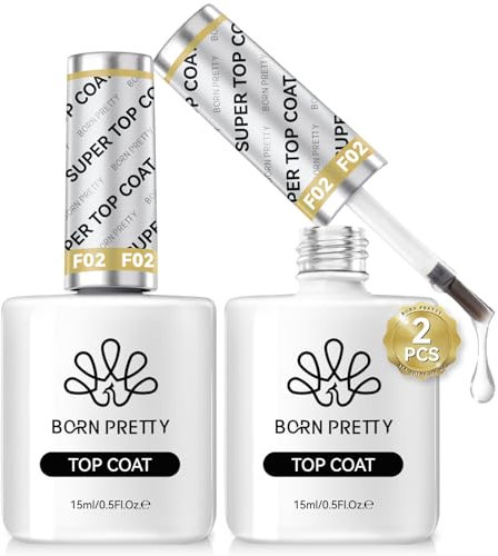Born Pretty No Wipe Top Gel Coat Smalto Semipermanente - Smalti per Unghie per Manicure soak off nail art 15 ml 2PCS
