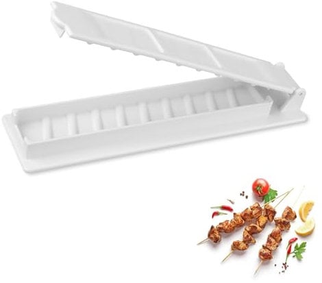 Xiciki Kebab Press Maker Machine, Manual Kabob Maker Tool with Plastic Meat Skewer Mold for BBQ Parties and Outdoor Cooking Activities