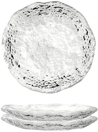 MCHERRY Platos de salsa de soja, tazas y cuencos pequeños para salsa, platos transparentes de 9 cm para servir condimentos, aperitivos, juego de 3, cuencos de vidrio soplado a mano (15 cm, textura