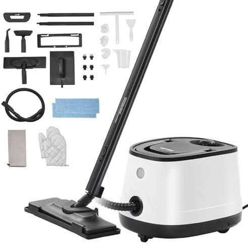 VEVOR Nettoyeur Vapeur Multifonction, Nettoyeur à la Vapeur avec 27 Accessoires, Cordon d'Alimentation Extra-long, Réservoir de 1,5 L et Poignée Portable, pour Coulis, Carrelage, Sols, Maison