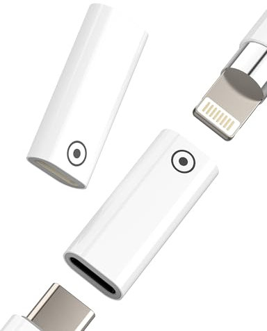 Lot de 2 adaptateurs USB C femelle vers Lightning pour Apple Pencil - Pour iPad Pro Type C - Adaptateur de charge 1ère génération - Pour iPhone - Convertisseur MFi - Accessoire certifié - Station de