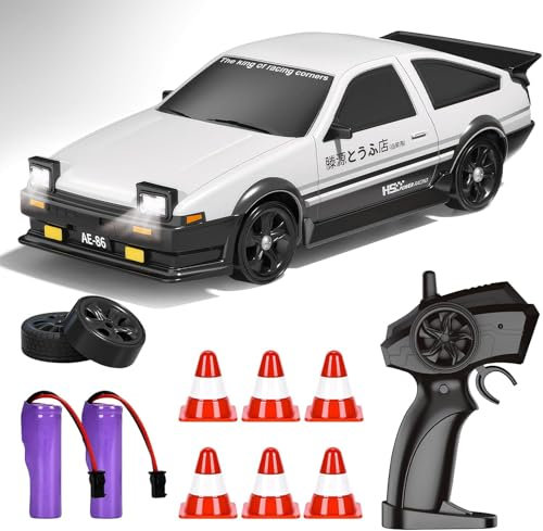 Coche Teledirigido, 1:24 RC Drift Coche, Mini Coche de derrape a Control Remoto con Luces LED, Mini Drift RC Car 4WD para Carreras, Regalos y Juguetes para niños