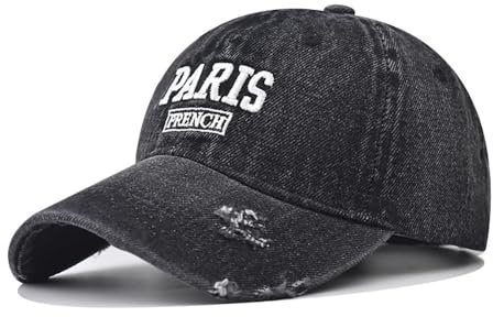 Klassische Vintage Washed Baseball Cap Paris bestickt Unisex Baseballkappe Outdoor Hut Trucker Hat