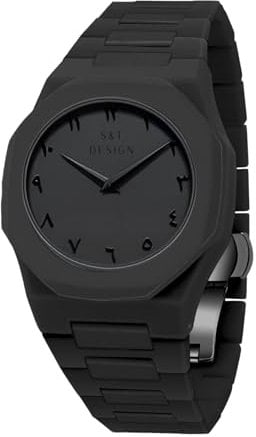 S&T Design Quarzuhr Herrenuhr Armbanduhr Elegant Herren Uhr (inkl. Armbandkürzer, Ultra leicht (54g), Ultraleicht, Arabische Zahlen, Matt, Rostfrei, Polycarbonat Männer Uhr (Schwarz)