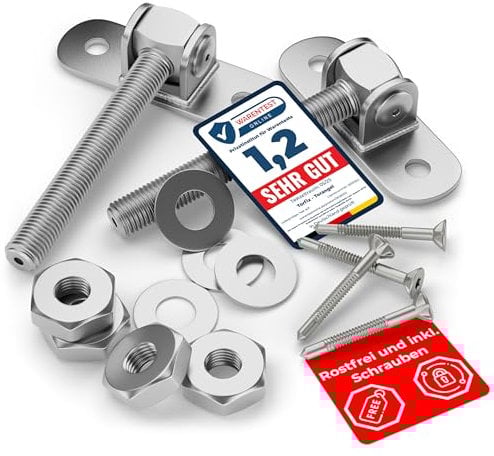 Torfix® 2er Set Einstellbares Torscharnier M12 (115 mm) Torangel Schwerlast Verzinkt mit Inkl. 4 selbstbohrende Schrauben für Holz & Metall mit Warentest Note 1,2 Für Gartentor Hoftor & Zauntor