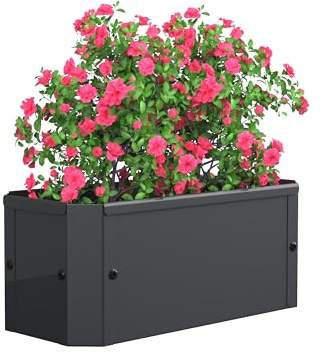 VCM Metall Hochbeet 39x18x16 cm, rechteckiger Pflanzkasten für Balkon Terrasse Garten, Blumenkasten mit und ohne Boden nutzbar, Balora S
