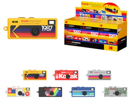 KODAK CHARMERA Keychain Digital Camera Blind Box Whole Set (6PC) Mini Camera,Digicam,Video Recording,Bag Charm,Film Simulation Presets,1.6 Megapixels,Micro SD Card Slot,for Beginners Teens and Adults