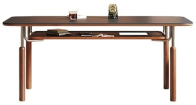 LINKIO Moderner Küchentisch Kreativer Esstisch aus Edelstahl und Massivholz for Zuhause, Restaurant, einfache Steinplatte(B:160CM*80CM*75CM)