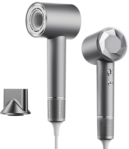 Bizcasa Haartrockner, Ionen Föhn,110.000 U/min Bürstenloser Motor Trocknet schnell,Magnetische Aufsätze,4 Temperatureinstellungen 2 Geschwindigkeiten,Geräuscharm,Mit Magnetdüse für Reise,Zuhause