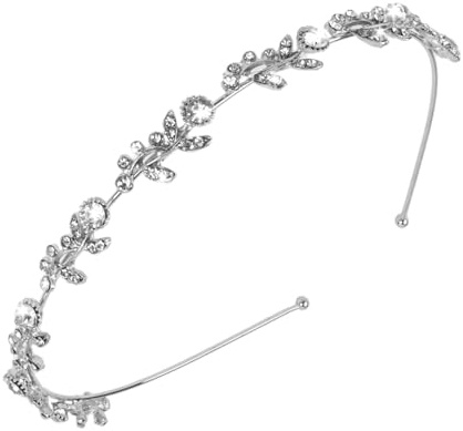 ANNASAMDO Haarreif Damen Silber Blatt funkelnd 16x11,5 cm Hochzeit Ball | Funkelnde Verzierung auf Blatt-Motiv. Flexibel und bequem. Für Hochzeit Ball und Party. Als Geschenk geeignet.