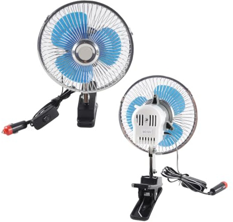 Ausi Ventilador de metal para coche de 12 V con potente viento, velocidad ajustable para camión, furgoneta, SUV, RV (15 cm, 12 V)