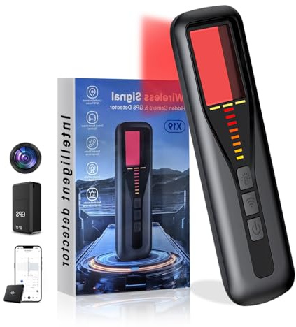 Wanzen Detektor, RF Wireless Kamera Detektor GPS Tracker Finder Detektor Abhörwanzen Aufspüren Versteckte Kamera 5 Stufen Empfindlichkeit für Hotel Heim Büro Reisen Hidden Camera Detector Schwarz