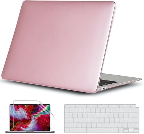 GVTECH Hülle kompatibel mit MacBook Air 13 (2010-2017) (A1369/A1466), Hartschalen-Schutzhülle mit Tastaturabdeckung, Displayschutzfolie, Metallic-Roségold