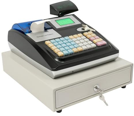 Elektronische Kasse Registrierkasse mit 48 Tasten, 40W Digitalanzeige Elektronische Registrierkasse für Einzelhandel Gastronomie Supermarkt