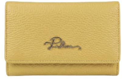 Police Portefeuille Femme Cuir Véritable Compact Bouton Pression & Zip Porte-Monnaie Jaune
