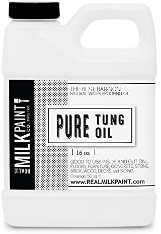 Real Milk Paint, Olio puro Tung per la finitura del legno, taglieri, mobili da esterno, blocchi macellaio, pavimenti in legno, commestibile, impermeabile, 16 once