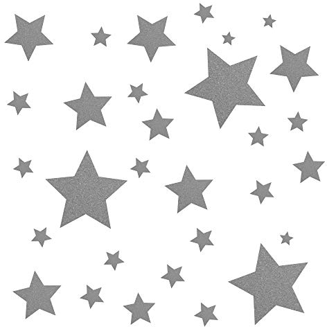30 Stück silberne Sterne Aufkleber, Fensterdekoration zu Weihnachten Fensterbild/Fensteraufkleber, Wandtattoo