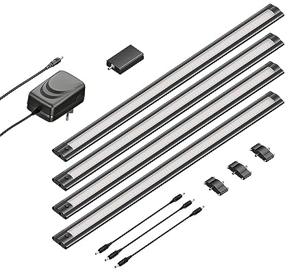 ledscom.de Smarte LED Unterbau-Leuchte SIRIS schwarz matt, WLAN-Controller flach, Smart-Home, Alexa-fähig, je 50cm, je 655lm, weiß, 4er Set