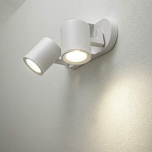 CGC Lighting Modern Round Ceiling Wall LED Spotlights Adjustable Light Surface Mount (White, Double)