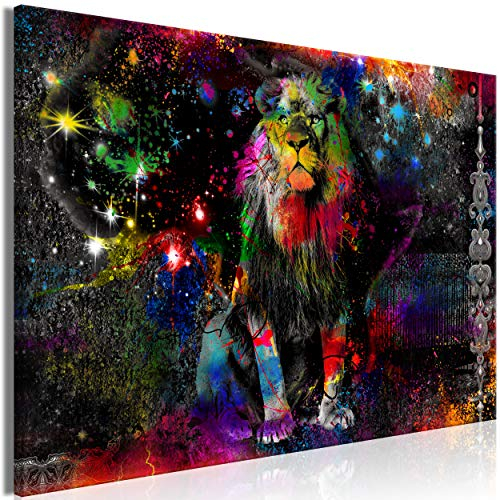 decomonkey Bilder Tiere Abstrakt 60x40 cm 1 Teilig Leinwandbilder Bild auf Leinwand Vlies Wandbild Kunstdruck Wanddeko Wand Wohnzimmer Wanddekoration Deko Löwe