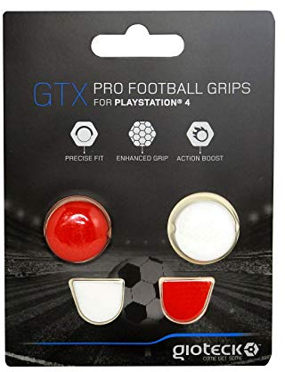 Gioteck GTX PS4 15 MU - Thumb Grips PS4 Bouchons/Capuchons/Protection en Silicone pour Joysticks Grips Playstation 4 - Antidérapant - Aide a viser - Protection Manette ps4 - Rouge et Blanc